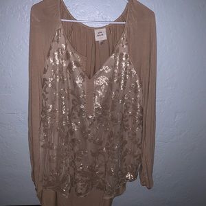 Tan and Gold Blouse
